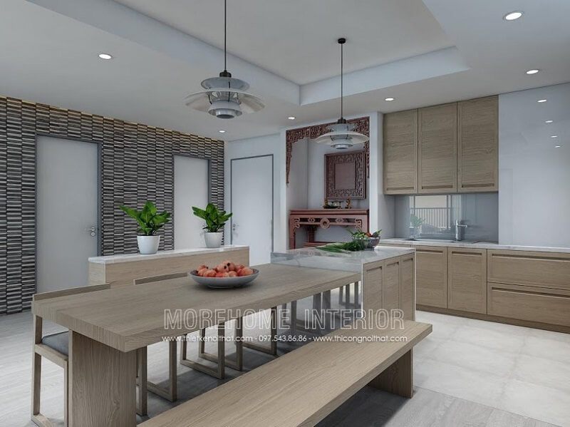 Bộ bàn ăn gỗ công nghiệp với thiết kế nổi bật, tạo điểm nhấn nổi bật cho căn phòng
