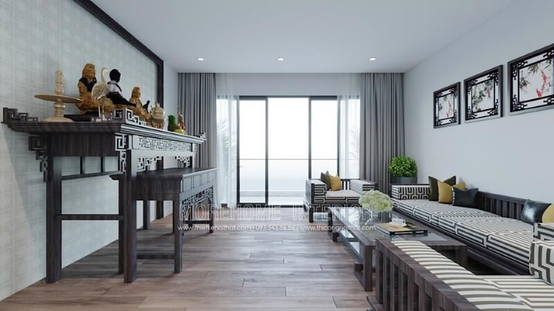 Bàn thờ đẹp được làm từ gỗ cao cấp là một phần không thể thiếu trong nội thất của nhà phố.